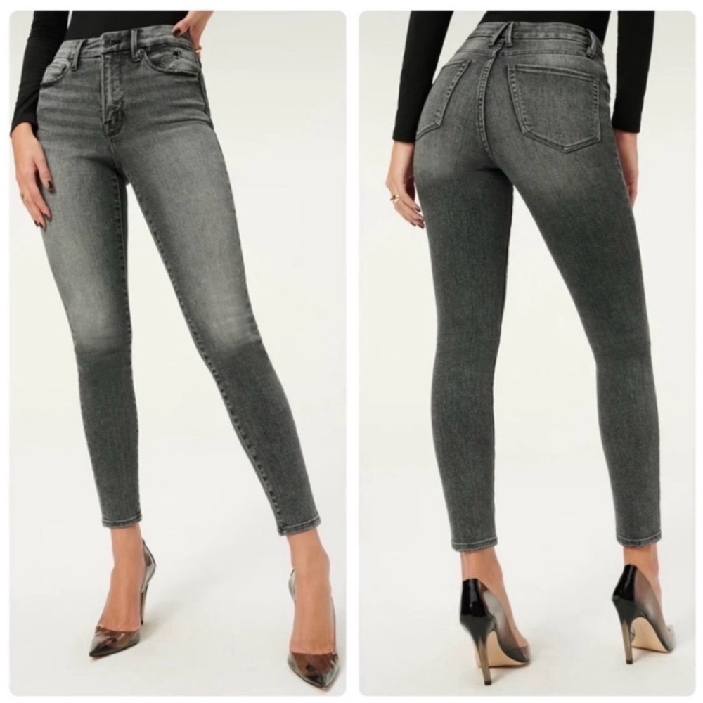 Good American Good Legs Skinny Jeans Charcoal Denim Pants